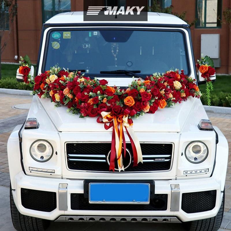 Newwellknownepic Sáng Tạo Đám Cưới Xe Trang Trí Tay Cầm Cửa Hoa Gương Chiếu Hậu Trang Trí Nhân Tạo Hoa Phụ Kiện Hôn Nhân Đạo Cụ Quà Tặng VN