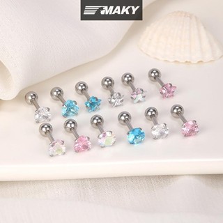 Newwellknownepic 1 Cặp Bông Tai Thép Không Gỉ Pha Lê Zircon Xoắn Sụn Cho Nữ Dự Tiệc Tối Giản