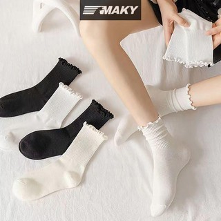 Newwellknownepic 2 Đôi Tất Xù Nữ Gothic Dễ Thương Vớ Bé Gái Mùa Xuân Đen Trắng Giữa Bắp Lê Tất VN