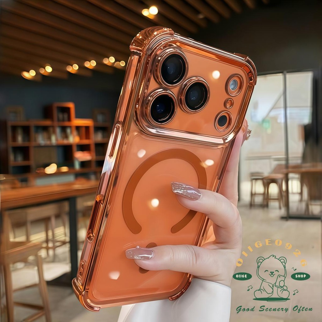 【 Ốp lưng iPhone17 】 Túi khí mạ chống rơi từ tính Vỏ điện thoại iphone17 Pro Max 16 15 14 13 12 cho vỏ iPhone Vỏ mềm silicon TPU chống sốc