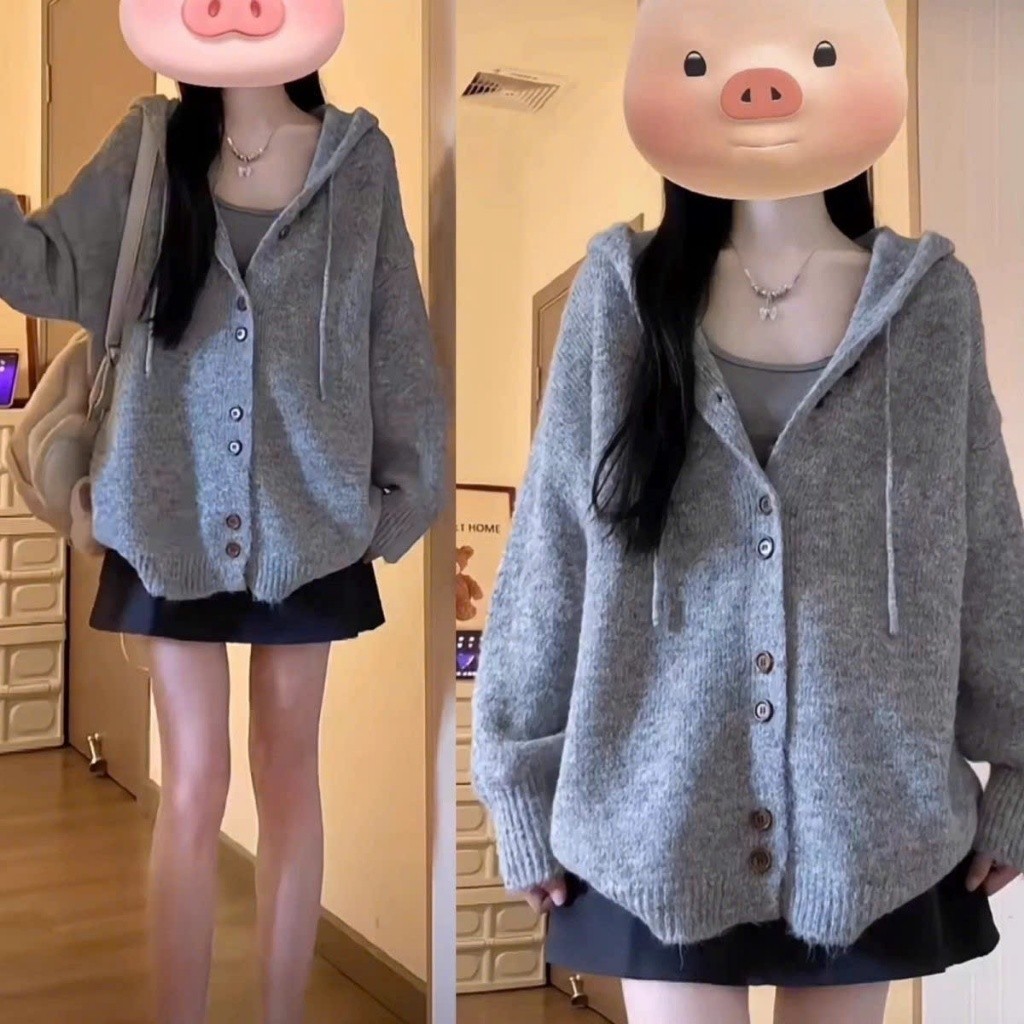 (HÀNG QC LOẠI 1) Áo len cardigan dài tay phối mũ chùm phong cách thời trang thu đông MT33 SP388