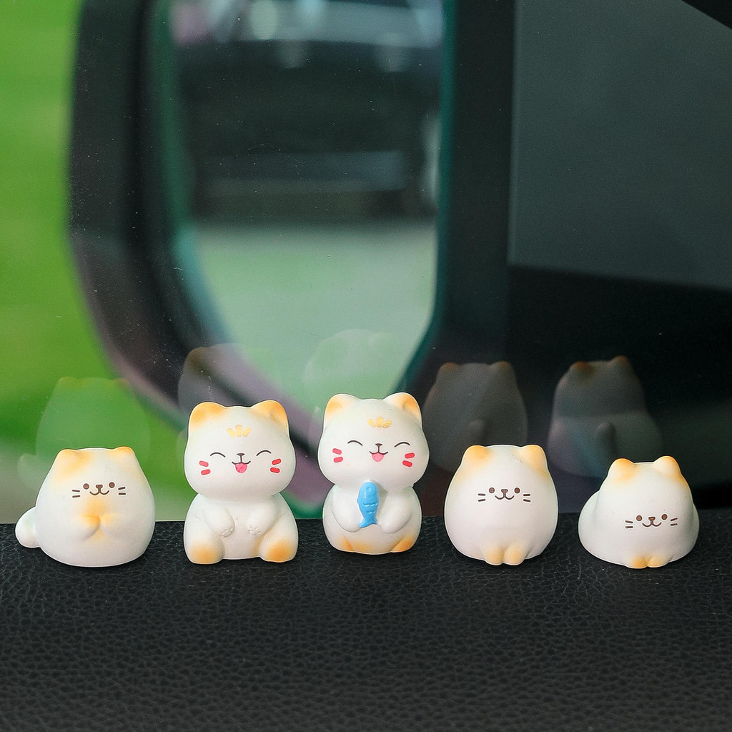 Mini 8 Chiếc Mèo Nhựa Đồ Trang Trí Hình Ô Tô Bảng Điều Khiển Trung Tâm Màn Hình Hiển Thị DIY Trang Trí Thủ Công Đồ Trang Trí