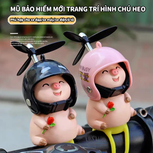 Nhiều kiểu dáng Chú Heo Đội Mũ Bảo Hiểm Chạy Điện Dễ Thương Dùng Trang Trí Xe Hơi