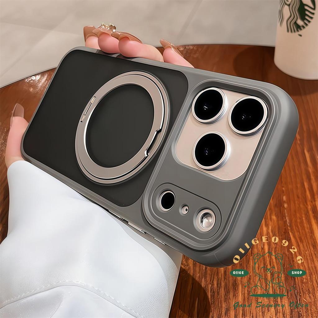 【 Ốp lưng iPhone17 】 Vỏ điện thoại từ tính acrylic mờ màu cam iphone17 Pro Max 16 15 cho vỏ iPhone vỏ mềm silicon TPU chống sốc