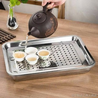 Khay trà, khay úp ly cốc 2 lớp, có ngăn ráo nước, chất liệu inox siêu bền