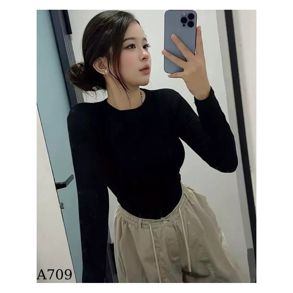 Áo thun nữ giữ nhiệt dài tay,Áo thun basic ôm body trơn nhiều màu chất liệu cotton mềm mịn_A709