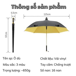 Ô dù cỡ lớn che nắng mưa 16 nan, có lớp vỏ nhựa ngăn rơi nước khi gập
