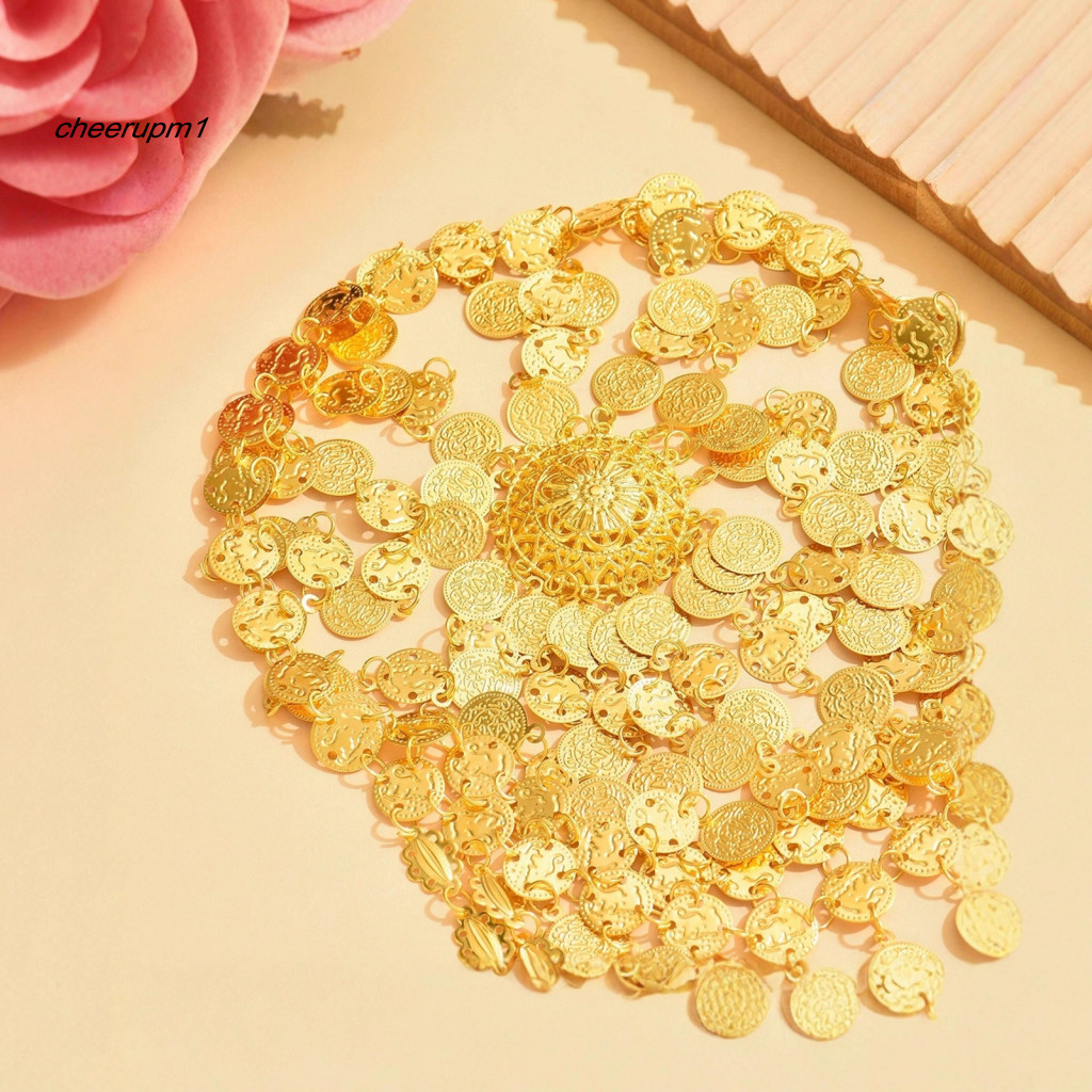 Cheer Phụ Kiện Tóc Kim Loại Vintage Đồng Xu Vàng, Phù Hợp Thời Trang Đông Nam Á