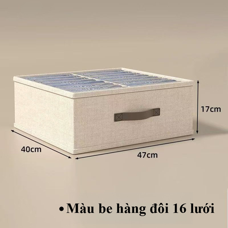 Hộp Đựng Quần Áo Vải Chia Ngăn, Form Cứng Giữ Phom, Nắp Đậy Chống Ẩm, Thiết Kế Gấp Gọn Tiện Bảo Quản