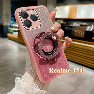 Vỏ Realme 15T 2025 Thiết kế mới Vỏ lấp lánh trong suốt Realme15T Vỏ điện thoại Bling Gradient có giá đỡ từ tính