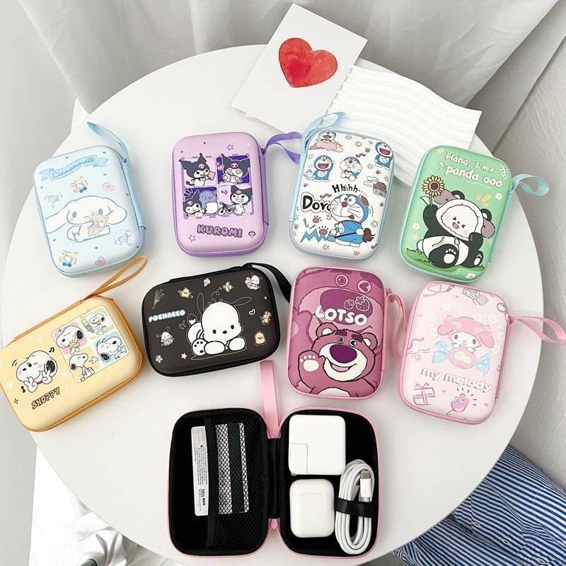 Túi đựng bộ sạc hai lớp dễ thương Stitch – Túi đựng tai nghe tổ chức dụng cụ nhỏ gọn