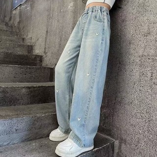 QuầN Jeans ốNg RộNg MớI Cho Bé GáI In HìNh TráI Tim ThờI Trang Là LựA QuầN ốNg RộNg Cho Bé GáI
