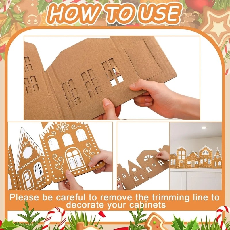 JoJo Handbuilt Nhà bánh Giáng sinh lớn Bìa cứng Trang phục bìa cứng Trang trí làng cho bữa tiệc Giáng sinh