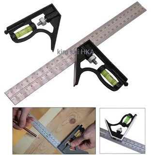 【Hỷ】Thước Đa Năng 30cm Có Cân Thủy – Đo Góc Vuông & Góc 45°, Công Cụ Cho Nghề Mộc Cơ Khí