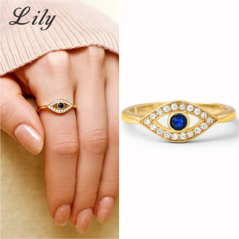 Nhẫn Mắt Quỷ Nữ Ác Mắt 18K Mạ Vàng Mở Nhẫn Có Thể Điều Chỉnh Độc Đáo Phù Hợp Với Trang Sức