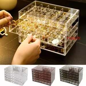 Hộp Bảo Quản Trang Sức DARON, Hộp Trong Suốt Trang Sức Acrylic 120Grids, Dung Tích Lớn Ngăn Kéo Phong Cách Vòng Bông Tai Móng Tay Nghệ Thuật Hộp Sắp Xếp Máy Tính Để Bàn