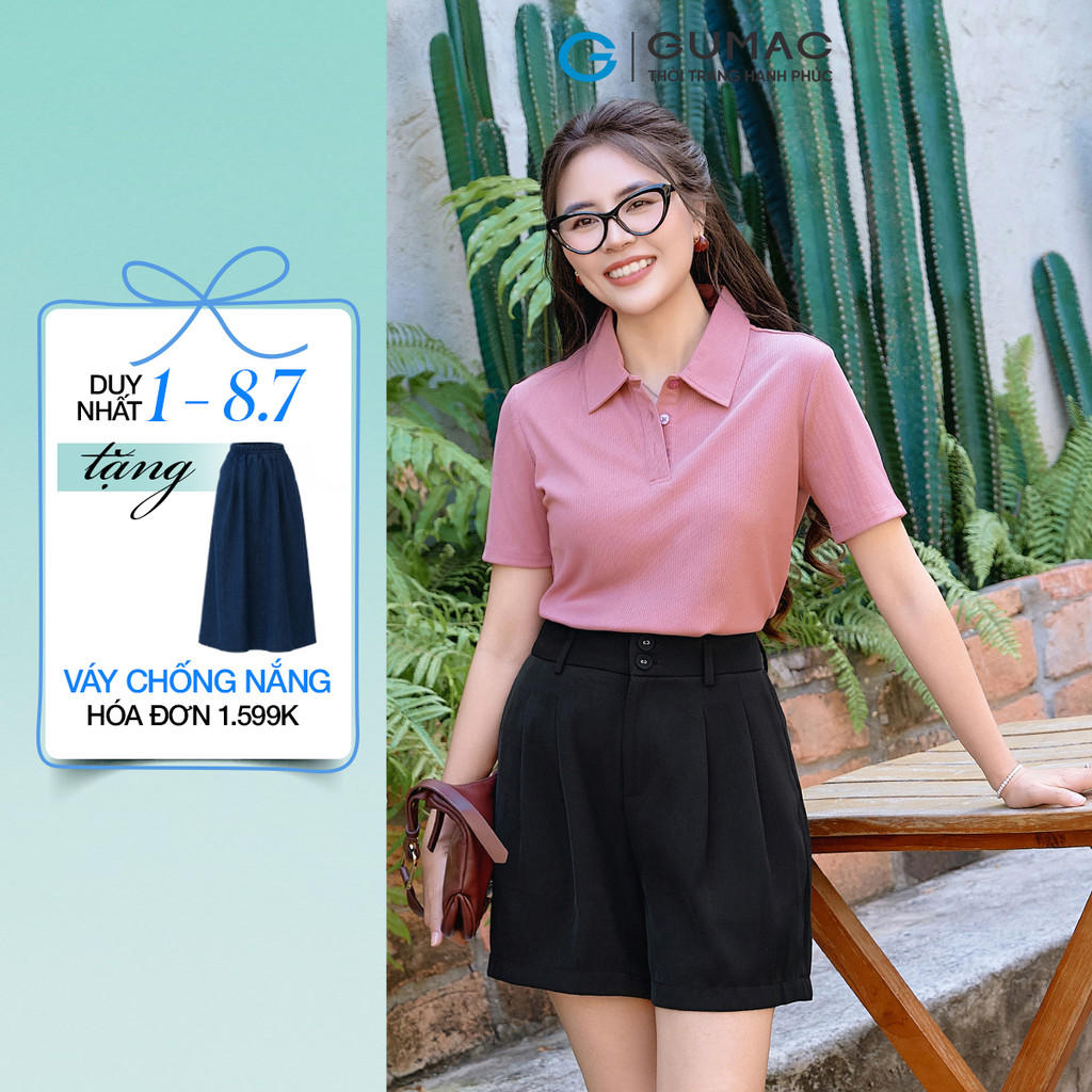 Áo Polo Nữ Basic GUMAC Form Suông Tay Ngắn Thanh Lịch Thoải Mái PLF03003