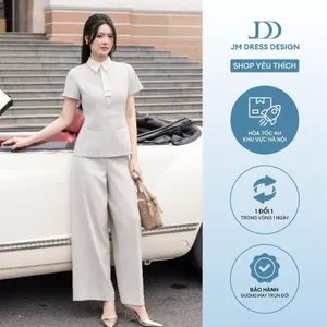 Quần Ống Suông Thêu Túi Cơi 3P02.2601, Quần Công Sở Dáng Đứng Detail Túi Trước Thanh Lịch, Quiet Luxury Thiết kế Bởi JM