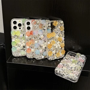 Thích hợp cho iPhone17promax Vỏ điện thoại kim cương giả Apple 15 Pearl Flower Luxury 14 Rose 13 Hard Case
