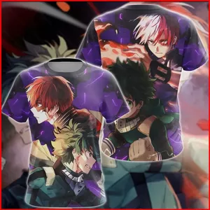 My Hero Giới Học Thuật Midoriya Izuku Cosplay Vải Full Graphic Áo Thun Mùa Hè Anime Tay Ngắn