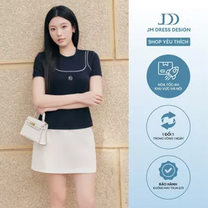 Áo Kiểu Cổ Tròn Giả 2 Dây 2T43.2606, Áo Thun Nữ Dệt Kim Form Ôm Nhẹ Slimfit Phong Cách Hàn Quốc, Tiếu Thư Công Sở By JM