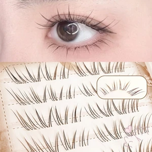 Natural C Curl Lông Mi Giả Sợi Tổng Hợp Đuôi Mắt Nối Dài 10-12mm Đen Nâu
