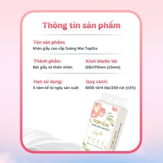 [Thùng 10 Bịch] Khăn giấy rút đáy Sương Mai TopGia 1000 tờ mềm mịn, dai hơn, không lo bụi giấy