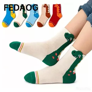Tất Trẻ Em FEDAOG, Gói 5 Đôi Tất Thể Thao Trẻ Em Thoáng Khí, Vải Mềm Nhiều Màu Sắc Cotton Pha Trộn Họa Tiết Hoạt Hình Tất Cho Bé Gái