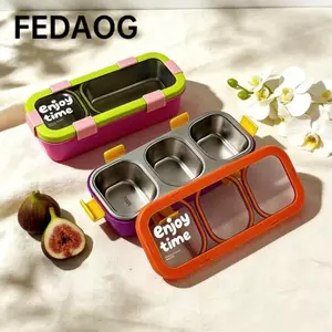 Hộp cơm trưa bằng thép không gỉ FEDAOG, Ngăn chia ngăn Hộp cơm trưa giữ nhiệt hình chữ nhật, Thiết kế chống rò rỉ cách nhiệt chân không di động Nắp kín Hộp cơm trưa cách nhiệt Sử dụng di động