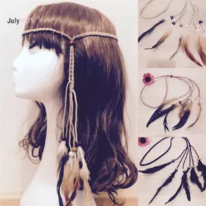JULYHOT 2017 Hippie Lông Vũ Ấn Độ Handmade Dệt Lông Vũ Dây Tóc Mũ Đội Đầu Massivedeals