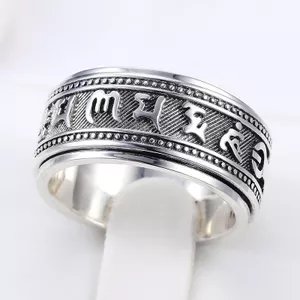 Xoay được Swastika Sáu Xương Rồng Thật Giải Nén Nhẫn Thời Trang Phong Cách Dân Tộc Độc Đoán Chuyển Vòng Cảm Giác Cao Cấp
