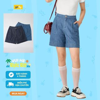 Quần short jeans YODY chất denim giấy mỏng nhẹ thoáng mát, dáng baggy tôn dáng WCJS25S002