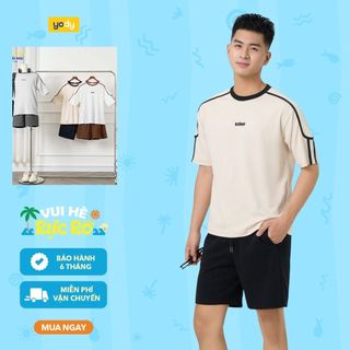 Bộ đồ nam YODY phối dây dệt in chữ ngực co giãn thấm hút mồ hôi tốt MCST25S053