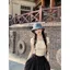 Áo thun ngắn tay nữ chấm bi Thiết kế vai trang trọng cao cấp Niche Bow Slim-Fit Summer Short Sweet Hot Girl Top