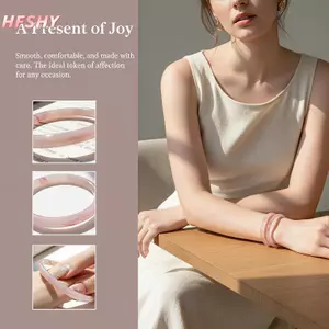 HFSHY Tự Nhiên Chalcedony Ngọt Ngào Ice Lắc Tay Ánh Sáng Màu Hồng Thanh Lịch Đánh Bóng Vòng Tay Trang Sức Thời Trang Cho Tiệc Dịp VN