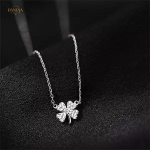 PNPIA- Cỏ Ba Lá Bốn Lá Lu Lá Áo Len Chokers Nelace Pha Lê Zircon Mặt Dây Chuyền Dây Chuyền Nelace Cho Nữ Trang Sức