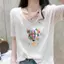 Áo thun ngắn tay màu trắng mùa hè 2025 dành cho nữ Size lớn mỏng cổ chữ v nửa tay bằng vải lanh cotton