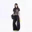 Mùa hè Mỹ Retro Xanh Vai Trước Áo Thun Tay Ngắn Cổ Tròn In Hình Hot Girl Slim-Fit Slimer Look Niche All