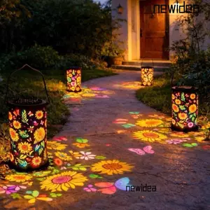 Đèn chiếu ngoài trời NEWIDEA, Đèn lồng sân vườn hướng dương chống nước LED, Đèn chiếu đầy màu sắc Trang trí sân vườn hoa hoa