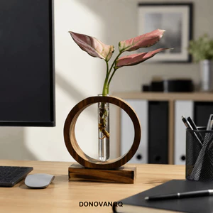 Bình ống DONOVANQQ, Chậu hoa thủy canh trang trí nhà cửa bằng gỗ, Đồ trang trí máy tính để bàn hình học sáng tạo Bình trang trí rỗng Văn phòng