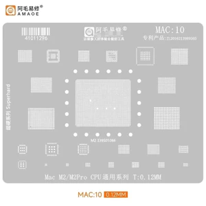 AMAOE MAC10 BGA Reballing Stencil Tin Trồng Hàn Cho MacBooK Pro Air M2 CPU Công Cụ Sửa Chữa