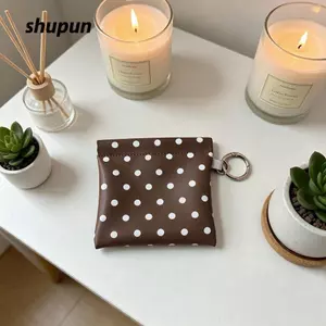 Túi đựng khăn trùm đầu SHUPUN, Túi đựng son môi ví tiền xu PU, Gói thẻ di động chấm bi