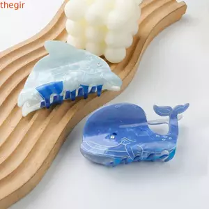 THEGIRL8B Kẹp Tóc Cá Heo, Sinh Vật Biển Xanh Cá Voi Động Vật Vuốt Tóc, Cá Sáng Tạo Nữ Mũ Chụp Kẹp Nữ