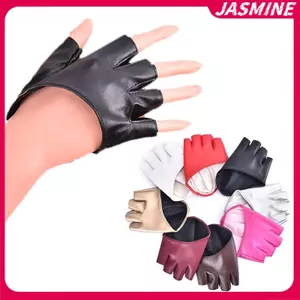 JASMINE Da Pu Găng Tay Không Ngón Cho Goth Punk Ro Gothic Bông Tai Kẹp Sân Khấu Đảng JASMINE