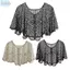 JVSUB Mũi Ngắn Thời Trang Thanh Lịch Vintage Đính Hạt Trang Trí