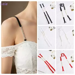 SAIA Dây đeo áo ngực cổ dây, Dây đeo áo ngực đính đá có thể điều chỉnh bằng kim cương giả lấp lánh, Dây đeo đồ lót chống trượt co giãn cao gợi cảm dành cho nữ
