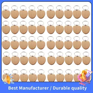 Bộ 50 Trống Hình Trái Tim Móc Chìa Khóa DIY Gỗ Móc Khóa Thẻ Chống Mất Gỗ Phụ Kiện Thẻ Có Thể Khắc DIY Quà Tặng