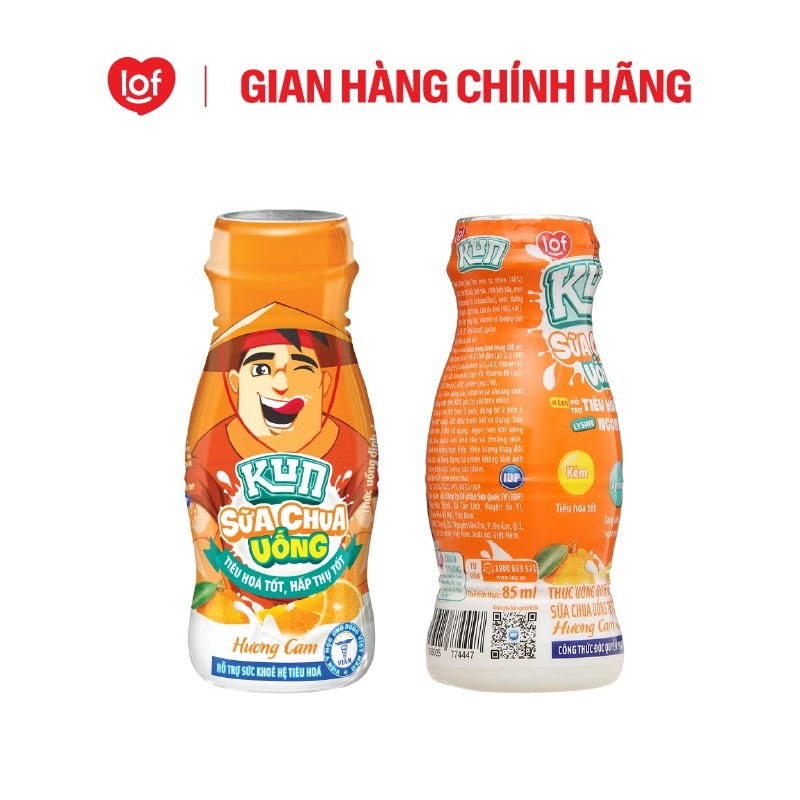 Sữa chua uống KUN vị cam thùng 48 chai x 85ml