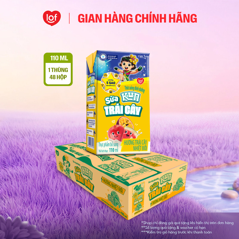 Sữa trái cây KUN vị trái cây nhiệt đới thùng 48 hộp x 110ml