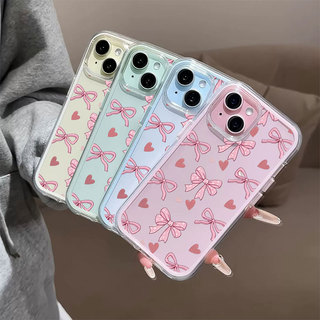 Thời Trang Kẹo Màu Hồng Bowknot Mẫu Cho IPhone 17/16/15/14/13/12/11 Pro Max Plus Chất Liệu TPU Mềm Mại